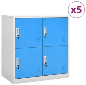 3095228 vidaXL Заключващи шкафове 5 бр светлосиво/синьо 90x45x92,5 см стомана