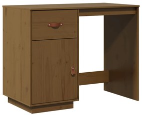 820105 vidaXL Бюро, меденокафяво, 95x50x75 см, борово дърво масив