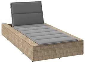 4104205 vidaXL Шезлонг с плаваща възглавница Beige Poly Rattan