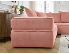 Розов шенилов ъглов диван (десен ъгъл/L форма) Whesley – Bobochic Paris