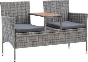 46147 vidaXL 2-местна градинска пейка с маса за чай 143 см полиратан сива