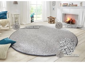 Сив кръгъл килим ø 133 cm Wolly – BT Carpet