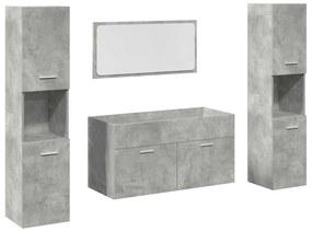 3324875 vidaXL Комплект мебели за баня от 4 части бетонно сив инженерно дърво