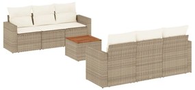 3256345 vidaXL Градински диван с възглавници, 7 части, бежов полиратан