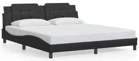 3208198 vidaXL Рамка за легло без матрак Zadar, черна, 180x200 см, изкуствена кожа
