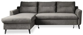 Тъмносиво кадифено ъглово канапе, ляв ъгъл Stylish Stan - Miuform