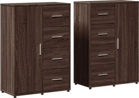 3276594 vidaXL Сайдборди, 2 бр, кафяв дъб, 60x31x84 см, инженерно дърво