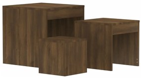 815227 vidaXL Стифиращи маси, 3 бр, кафяв дъб, инженерно дърво