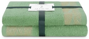 Светлозелени памучни хавлии и кърпи за баня в комплект от 2 бр. от тери Allium – Restilo