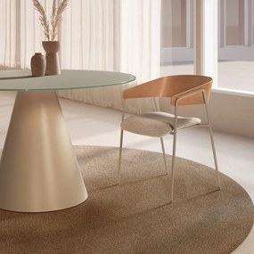 Светлосиви/в естествен цвят тапицирани трапезни столове в комплект с подлакътници 2 бр. Cora – MOME