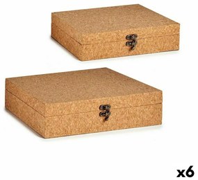 Комплект Декоративни Кутии Кафяв Kорк Дървен MDF (6 броя)