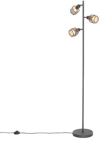 Дизайнерски подов аплик черен със злато 3-светлина - Noud