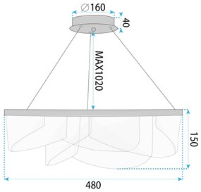 Лампа LED G138-CP 50cm Gold
