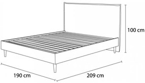 Антрацит тапицирано двойно легло с решетка 180x200 cm Sary - Bobochic Paris