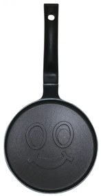 Тиган за палачинки Klausberg KB 7971, 18 см, Релефно дъно с усмивка, Незалепващо покритие, Без PFOA, Индукция, Черен