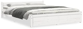 815020 vidaXL Рамка за легло, бяла, дърво масив, 135x190 cм, Double