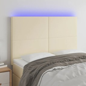 3122236 vidaXL LED горна табла за легло, кремава, 144x5x118/128 см