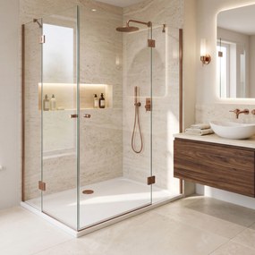 Корито за душ кабина-акрилно Rea Belmond White 90x120 Brush Copper