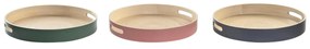 Тава DKD Home Decor Естествен Сив Розов Кафяв теракота Зелен Бамбук (38 x 38 x 5,5 cm) (3 броя)