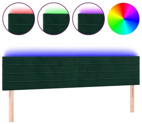 3121815 vidaXL LED горна табла за легло, тъмнозелена, 180x5x78/88 см, кадифе