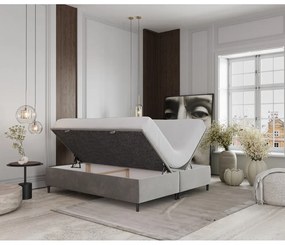 Светлосиво тапицирано двойно легло с място за съхранение 180x200 cm Tate – Maison de Rêve