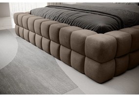 Светлокафяво двойно легло 140x200 cm тапицирано с място за съхранение с включена подматрачна рамка Dizzle – ELTAP