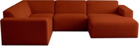 Ъглов диван от букле в тухлен цвят ("U" форма) Roxy – Scandic