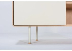 Бял/естествен нисък скрин от масивен дъб 118x100 cm Fina – Gazzda