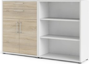 Бяло-естествена модулна библиотека от дъбов декор 178x113 cm Prima – Tvilum