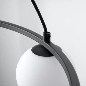 Бяло/черно висящо осветително тяло със стъклен абажур Umerta – Sollux
