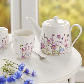 Бял/лилав порцеланов чайник 1 l Louka – Orion