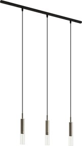 Модерна релсова осветителна система черна с 3 висящи лампи Gunmetal 1-фазна - Slimline Loyce