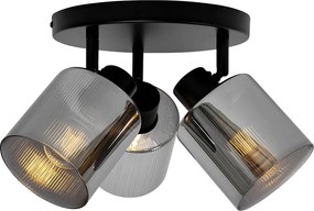 Интелигентен таванен прожектор черен с димно стъкло кръгъл регулируем вкл. 3 Wifi A60 - Laura