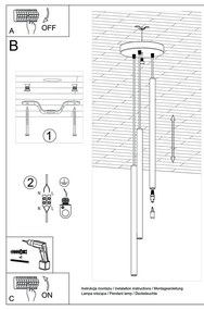 Черно висящо осветително тяло Fideus - Sollux