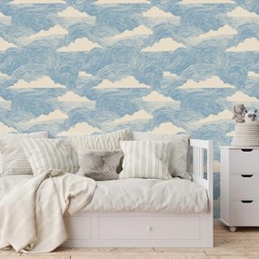 Тапет – Сини вълни с бели облаци