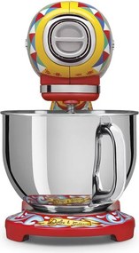 Планетарен миксер SMEG Dolce & Gabbana SMF03DGEU, 800 W, 4.8 л, 10 скорости, Функция за плавен старт, Крачета против хлъзгане, Многоцветен