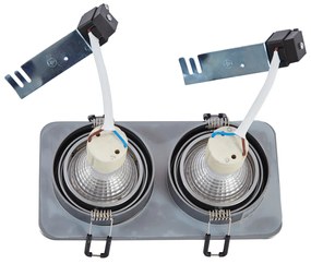 Комплект от 6 заоблени вградени спота Gunmetal GU10 50mm регулируеми IP44 2-светлини - Alberto