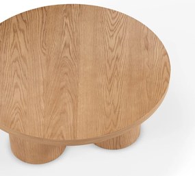 Кръгла масичка за кафе от декор от дъб в естествен цвят ø 100 cm Arancha – MOME