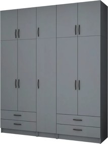 Ricardo петдверен меламинов гардероб с шкаф в антрацитен цвят 200x51,8x240см.