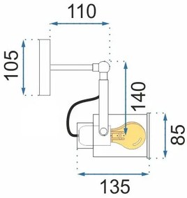 Прожекторен аплик Black E27 APP486-1C