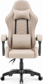 Геймърски стол CABRO C500 – от плат, с регулируема облегалка, товароносимост до 150 кг, бежов + ПОДАРЪК