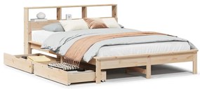 3309821 vidaXL Легло с етажерка за книги, без матрак, 140x190 см, бор масив