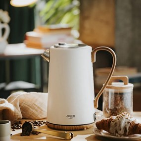 Електрическа кана Adler AD 1352, 2200W, 1.7 л, STRIX, Въртяща се основа, Автоматично изключване, Бял