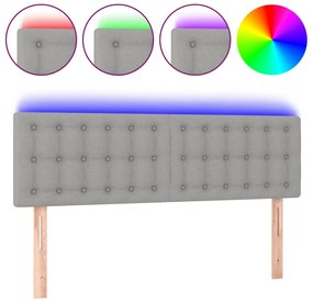 3122044 vidaXL LED горна табла за легло, светлосива, 144x5x78/88 см, плат