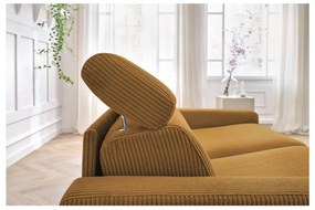 Разтегателен диван от рипсено кадифе в цвят горчица 215 cm Monaco – Bobochic Paris