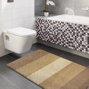 Комплект килимчета за баня в бежов цвят с шарка 50 cm x 80 cm + 40 cm x 50 cm