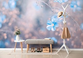 Фототапет – Сини цветя на винтидж фон