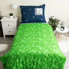 Зелено-синьо единично памучно детско спално бельо 140x200 cm Minecraft "Sssleep Tight" – Jerry Fabrics