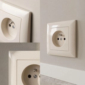 Единичен контакт със заземяване и рамка OSTE JNH001-G Beige