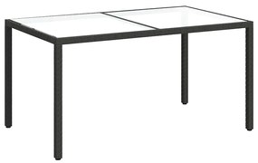 316705 vidaXL Градинска маса 150x90x75 см закалено стъкло и полиратан черна